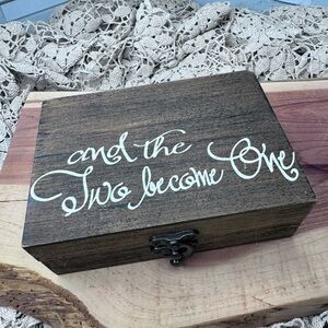 “And the two became one” Wedding Ring Bearer Ring Box… Happily, only used once!